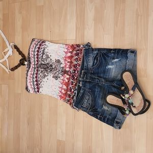SET of shorts top and flip flops